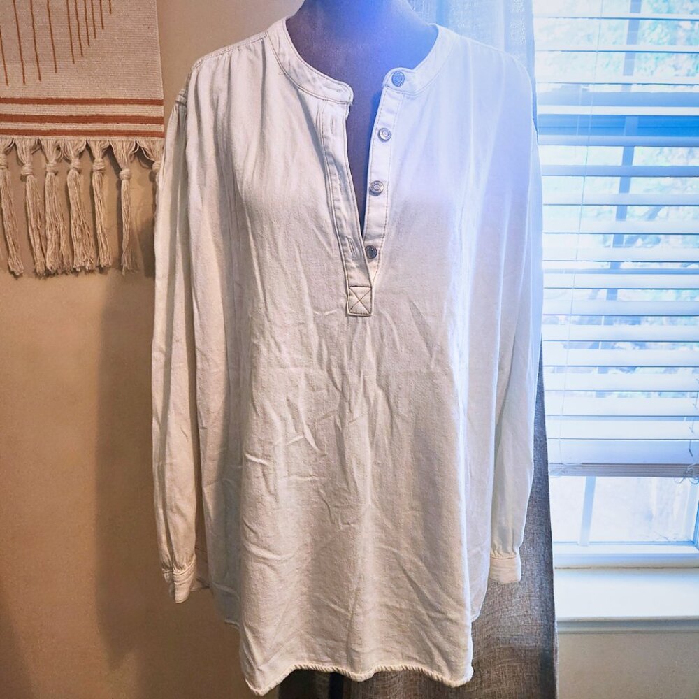 Gap Ivory Cotton Mandarin Collar Top | Essential Staple Piece | Size XXL